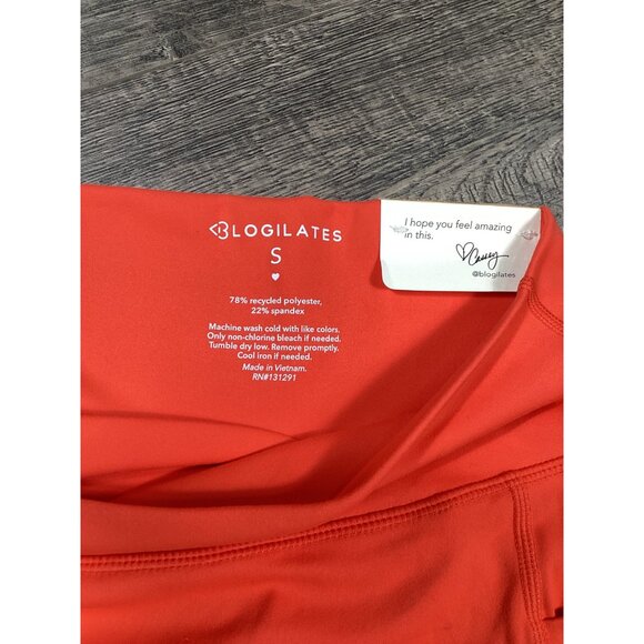 Blogilates Womens Scrunch Bike Short Spicy  Orange Crisscross Workout Size S NEW - Picture 7 of 7